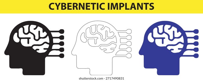 Ilustraciones del cerebro humano con implantes cibernéticos