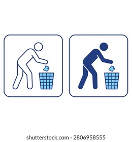 Illustrations of humans disposing paper