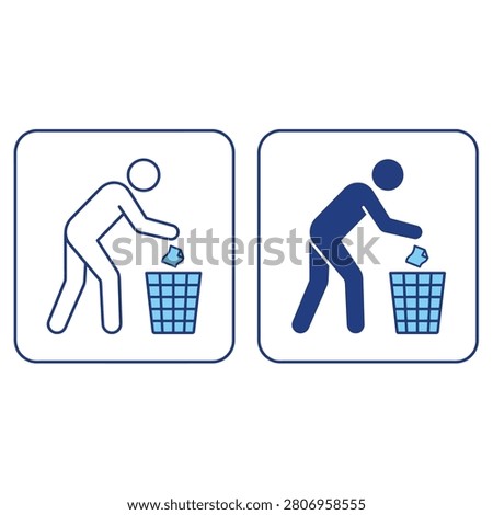 Illustrations of humans disposing paper