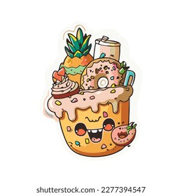 Illustrations of Ice Cream and Layer Cakes in Mouth-Watering Colors