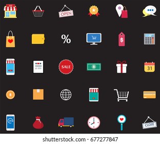 Illustrations are icons about business and online shopping. Can be used in different media.