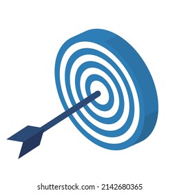 Illustrationen und Symbole von isolierten dreidimensionalen Objekten und Pfeilen. Banner. Bild-Illustration von Marketing. Darts und Bogenschießen.