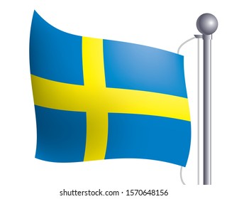 Illustrations, icons, Swedish flag, vector data waving in the wind.