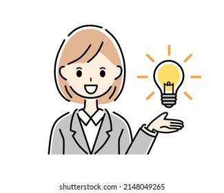 Illustrations of ideas and business women.