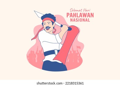 Illustrations Indonesian Heroes for Indonesian national Heroes Day Hari Pahlawan design concept