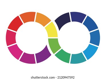 Ilustraciones de símbolos de marcas infinitas hechas de rueda de color, abstractos, imágenes comerciales, SDG, circulación