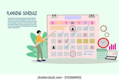 Illustrations insert flex the work schedule for each day.