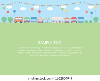 Illustrations inspired by spring and summer festivals.
Can be used for advertising and cards.
A layout that allows you to put text and designs in the grassland.