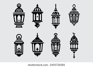 Illustrations of Islamic lanterns that can be edited are suitable for use during Eid al-Fitr and Eid al-Adha