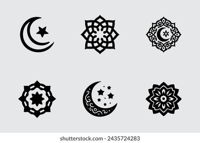 Illustrationen von islamischen Laternen, die bearbeitet werden können, sind für die Verwendung während Eid al-Fitr und Eid al-Adha geeignet
