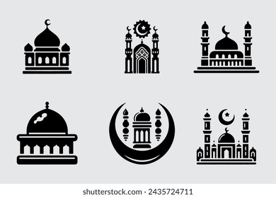 Ilustraciones de mezquitas islámicas que pueden ser editadas son adecuadas para su uso durante Eid al-Fitr y Eid al-Adha