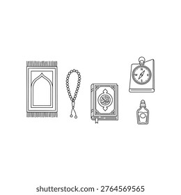 Illustrations of islamic religious and travel items