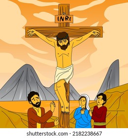 illustrations of jesus died on the cross, children's bibles, printing, websites, christian books, posters and others