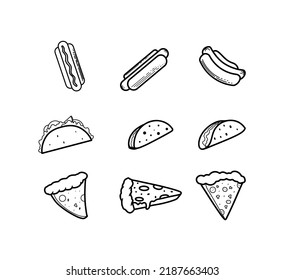 Illustrations Junk Food Collection on WHite Background 