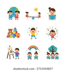 Ilustraciones de niños que participan en diversas actividades