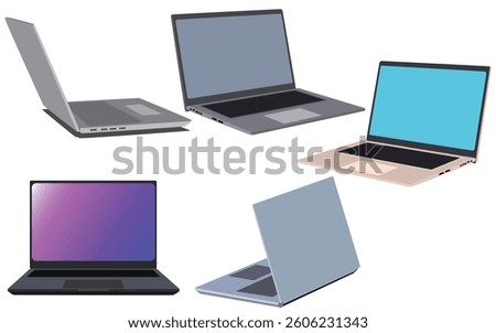 Illustrations of laptops from different angles