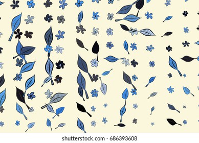 Illustrations of leaves & flowers. Good for web page, wallpaper, graphic design, catalog, texture or background. Vector graphic.