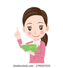 Illustrations, lecturers, cram schools, and professors of female teachers in class. White background