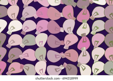 Illustrations of light bulb. Good for web page, wallpaper, graphic design, catalog, texture or background. Cartoon style vector graphic.