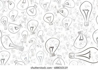 Illustrations of light bulbs. Good for web page, wallpaper, graphic design, catalog, texture or background. Idea conceptual. Vector graphic.