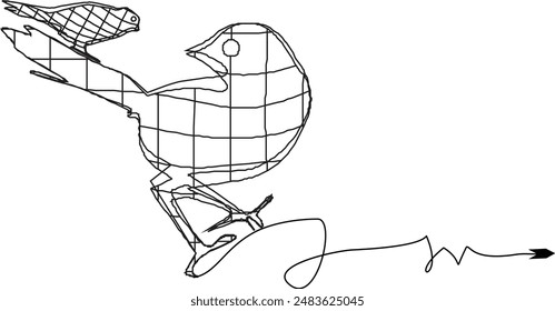 Illustrations line art background vector silhouettes abstract sketches of birds