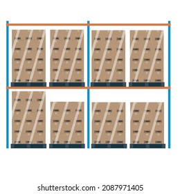 Illustrationen von Logistik-, Versandhandel- und Logistikbildern Schrackkarton und Regalregale, Vorderseite