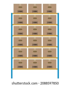 Illustrations of logistics, mail order, and logistics images Shrink cardboard and rack shelves Isometrics