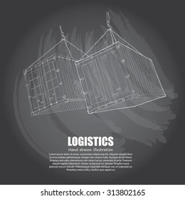 illustrations of logistics on chalkboard