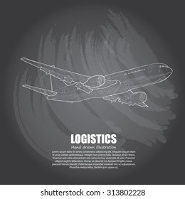 illustrations of logistics on chalkboard