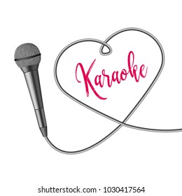 Illustrations I love karaoke. Vector realistic microphone on white background.