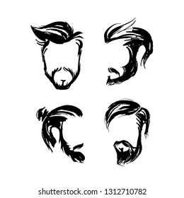 Illustrations of male barbershop haircuts.