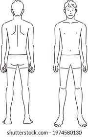 Illustrations of male body. Front and back