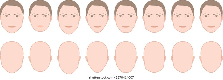 Illustrations of male face shape patterns such as oval and long faces