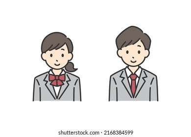 Illustrations of male and female students.