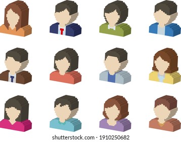 Illustrations of many people such as businessmen, 3D illustration, pictogram, vector