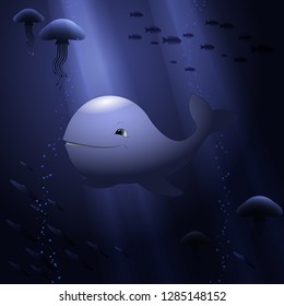Illustrations of marine themes for the design of various projects for children