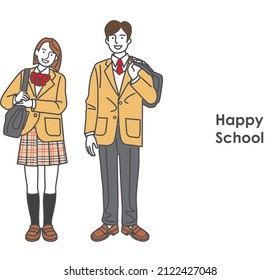 Illustrations of men and women of good friends high school classmates