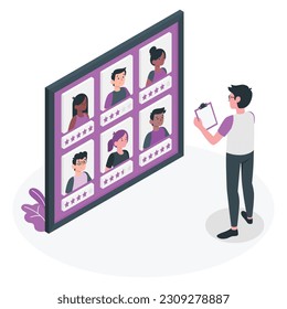illustrations, men and women taking part in business activities. Trendy vector style, FAQs, Website Illustration, SEO Illustration,
