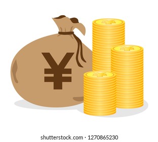Illustrations of money and bags.