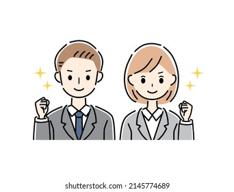 Illustrations of motivated businessmen and businesswomen.
