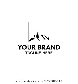 
illustrations of mountain and box logos can be used as outdoor and adventure company logos