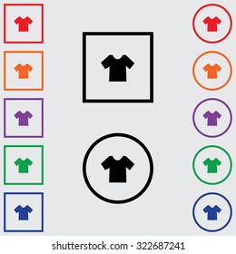 Illustrations of Multiple Colored Square and Round Icons Isolated on a Grey Background - T-shirt