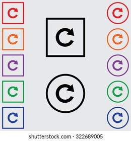 Illustrations of Multiple Coloured Square and Round Icons Isolated on a Grey Background - Refresh