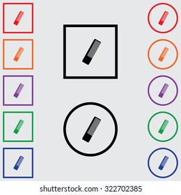 Illustrations of Multiple Coloured Square and Round Icons Isolated on a Grey Background - Hairbrush