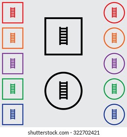 Illustrations of Multiple Coloured Square and Round Icons Isolated on a Grey Background - Ladder