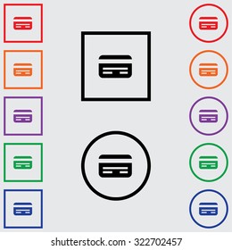 Illustrations of Multiple Coloured Square and Round Icons Isolated on a Grey Background - ID Card