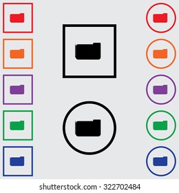 Illustrations of Multiple Coloured Square and Round Icons Isolated on a Grey Background - File