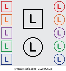 Illustrations of Multiple Coloured Square and Round Icons Isolated on a Grey Background - L