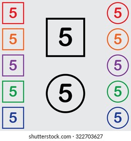 Illustrations of Multiple Coloured Square and Round Icons Isolated on a Grey Background - 5