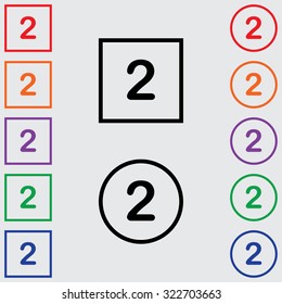Illustrations of Multiple Coloured Square and Round Icons Isolated on a Grey Background - 2